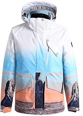 GBZIJIE Giacca da Sci Pantaloni Set Warm Tuta da Sci addensata Calda Donne Impermeabili Sport Esterni Giacca Snowboard e Pantaloni Cappotto di Neve Mountain Vintage Breakbreaker con Cappuccio(Coat,L)