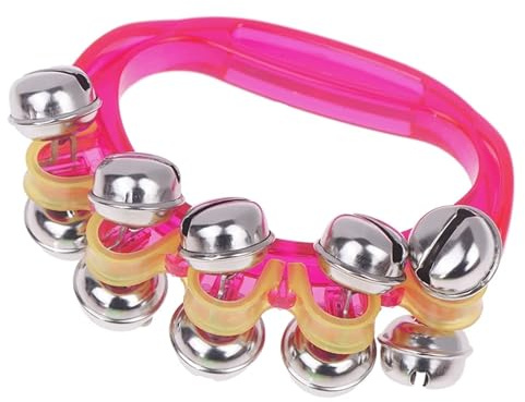 10 Stück doppelreihige Metall-Schellen, handliche Halbmond-Tamburine, Musikinstrument for Glockenspielzeug FüR Party Schule(Pink)