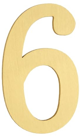 sourcing map Numeri civici per esterni, 6 cm, autoadesivi in ottone, per decorare la cassetta delle lettere di appartamento, ufficio, camera d'albergo (numero 6)