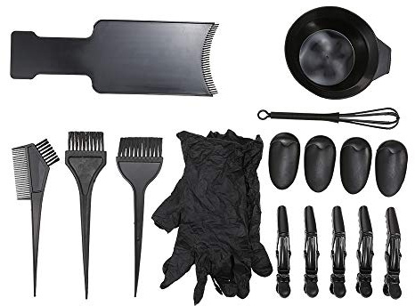 Aumotop Kit Tintura per Capelli di qualità Professionale Set Colorazione Capelli con Mantello e per Uso Domestico - Kit Tinta 18 Pezzi