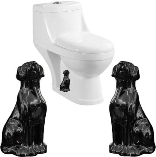 2Packs Toilet Bolt Covers Decorative Black Dog Tall Toilet Bolt Caps, Ceramic Toilet Screw Cover Caps for Bathroom Decor, Toilet Caps for Bottom of Toilet, Easy Installation