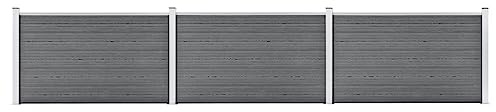 Gartenzaun WPC Paneele, 526x106 cm, Grau, Holz-Kunststoff-Verbundwerkstoff, Aluminiumpfosten, erweiterbar, für Garten und Außenbereich, Sichtschutz, langlebig