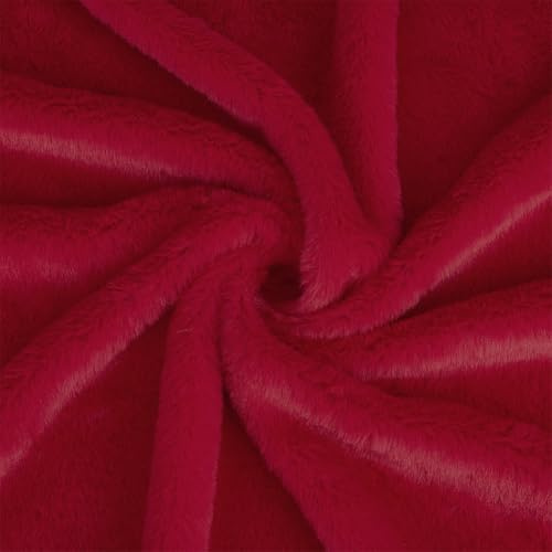 BENECREAT 1.6m X 50cm X 1mm Tessuto in Pelliccia Sintetica a Pelo Corto, Toppe di Pelliccia Shaggy Pretagliate Rosse per Costumi, Abbigliamento, Tappeti, Cuscini, Decorazioni