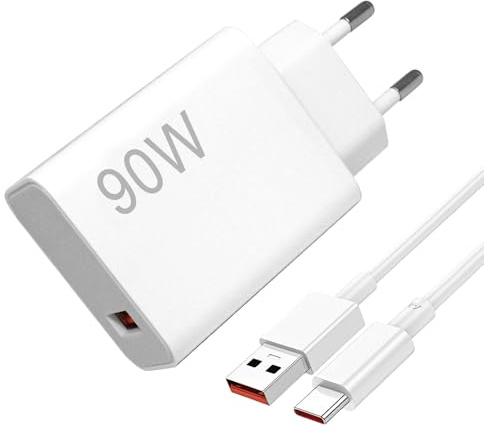 Kryolithm Cargador USB C de 90W para Xiaomi 15 Pro/15 Ultra/14 Ultra Redmi Turbo 3/Note 14 Pro+/Note 15 Pro+/K80, Cargador Rápido Con Cable USB Tipo C De 6A 2M