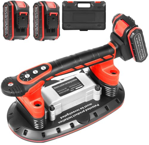 2 in 1 Fliesenrüttler & Akku Saugheber Fliesen Vibrationsgerät mit 2 Akkus Fliesenleger Werkzeug mit Saugnapf 2 Motoren Saug- & Vibrationsmodi für Wand-& Bodenfliesen Glas Marmor Granit Porzellan