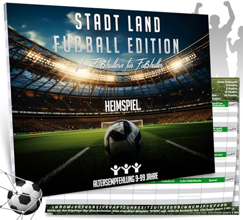 PATRICHOR Stadt Land Fussball Spiele 2026 - Fußball Geschenke für Jungen Teenager Kinder | Kinder Ab 10 Jahre Coole Sachen Partyspiele Kartenspiel, für Geburtstag Weihnachtsgeschenke