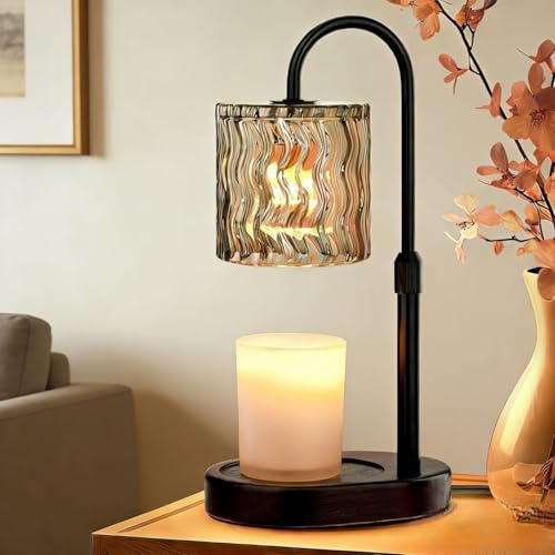 GOIUEDBZ Candle Warmer Lamp Electric Timer: Height Adjustable Burner Jar- Dimmable Candles Warming Lamps - No Flame Scented Melts Wax - All Candle Jars Home Decor Table Light
