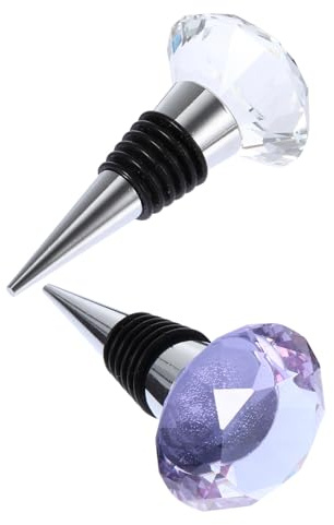 Milisten Bouchon de Vin Créatif et Décoratif en Cristal Transparent et Violet, Lot de 2 Pièces, Étanche, Compact, pour Fête de Mariage, la Cuisine et Salle à Manger Couleur Aléatoire