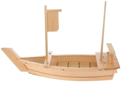 STAHAD Assiette Bateau 50 CM en Bois Blanc, Plateau de Service Sashimi et Sushi, pour Restauration, Buffets et Repas Variés, Décoration de Table Réutilisable