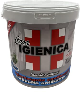 laiv Idropittura Antimuffa per Interni Professionale Bianca – Pittura Igienizzante Antibatterica Traspirante e Lavabile ad Alta Copertura – Pittura per Pareti Umide – Resa 12-14mq/lt (4 Litri)