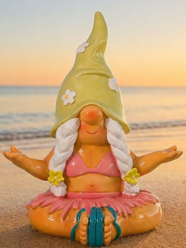 Pommerntraum ®| Dekofigur Yogazwerg Gartenzwerg Zwerg Yoga Zen Wichtel Gnom | Gartendeko Sammlerfigur DesignZwerg Gartenfigur Zwergendame Lotussitz Meditation Meditationsfigur Yogafigur Achtsamkeit EMMA