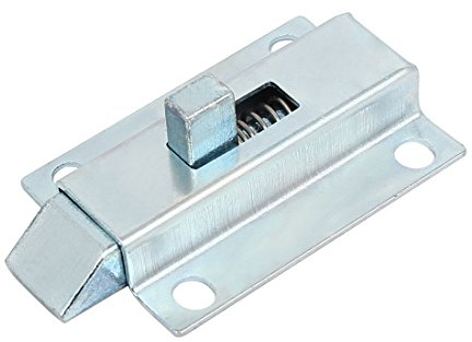 sourcing map Türriegelverschluss 50mm 2-Zoll-Länge Metallsicherheit Automatisches Fenstertor-Sprungfederschloss (silberfarben)
