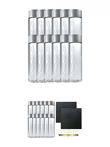 Voss Artesian STILL Gletscher Wasser in Glasflasche 12 x 0,8 Liter + Voss Artesian STILL Gletscher Wasser in Glasflasche 12 x 0,8 Liter + Schiefer Glasuntersetzer eckig ca. 9,5 cm Ø 2 Stück