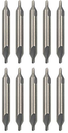Pxyelec 10pcs Center Drill Bits Set, HSS Center Drills Countersinks 60 Degree Angle Bit Set Tool for Lathe Metalworking Size 39 x 5 x 2 mm