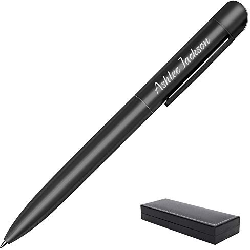 Gravé Stylo Roller Personnalisé avec nom,Cadeau Personnalisé Idéal Anniversaire, Retraite, Personnalisation avec Gravure du Prénom, Gravé sur Mesure, Noir