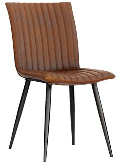 MASSIVMOEBEL24.DE Polsterstuhl Hellbraun Iron Label #10 | 1 Stück 8 kg Industrial teilmontiert