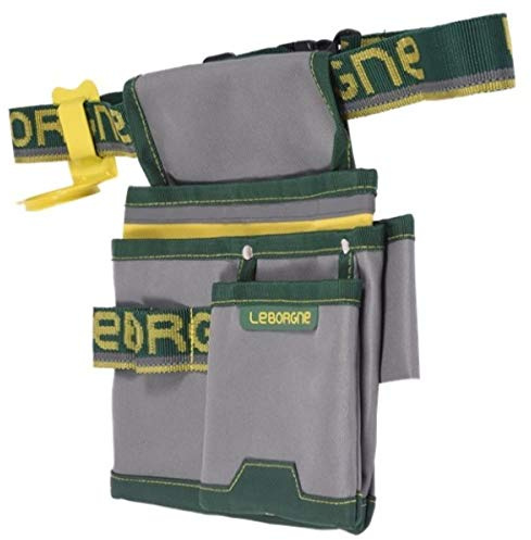 LEBORGNE - Maxi Poche Textile + Ceinture Batipro - Accessoire Résistant en Toile 600 Deniers - Largeur 24 cm avec Porte-Tenaille et Porte-Marteau - Pour Charpentiers et Maçons