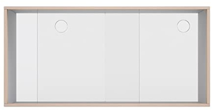 Superelch Schiebetür für Kallax Regal Acrylglastüren Glasvitrine Glastür Laufschiene mit Holzrahmen für Bücher Deko Sammelstücke (Glasoptik)