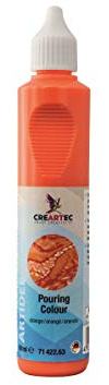 CREARTEC - Pouring Colour - Farbe: Orange - 88ml - flüssige Acrylfarbe für kreative Fließtechnik-Kunst - einzigartige Kunstwerke mit spektakulären Farbverläufen - Gebrauchsfertig - Made in Germany