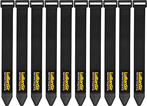 LuBanSir Cinch Straps, 1 x 9 (10 Pack) Elastic Hook and Loop Fastening Cable Strap for Extension Cord, Cable, Cord Wrap and Hose Organization and Storage