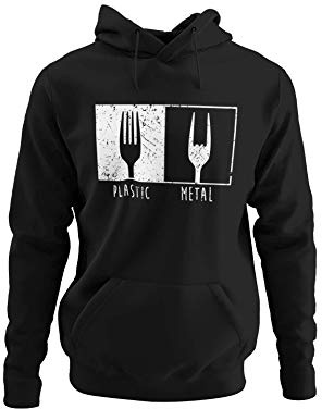 knut Fashion & Streetwear Heavy Metal Herren Pullover Pommesgabel - Rockiger Kapuzenpullover Hoodie Männer Jungs Sweatshirt RocknRoll 666 Grunge Clothes Regular Fit Baumwolle Schwarz S-5XL