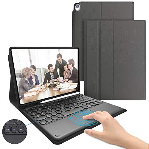 YMXuan Tastiera wireless staccabile per iPad (Air 3, Pro 10.5, 9/8/7 Gen) con portapenne integrato, touchpad, auto sleep/wake (grigio)