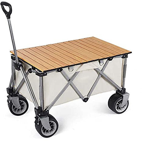 RONGJJ Zusammenklappbarer, Faltbarer Gartenwagen Für Den Außenbereich, Robuster Garten-Hof-Klappwagen, Faltbarer Outdoor-Wagen Mit Verstellbarem Griff, A
