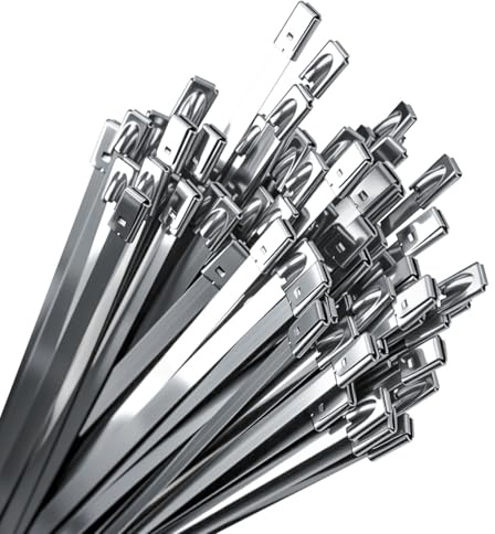 LANGIR Chain Link fence Ties 100PCS 11.8 Inch Heavy Duty Locking Metal Zip Ties for Exhaust Wrap, Chain Link Fence Parts, Wire Fence Rolls, Poultry Fence Outdoor