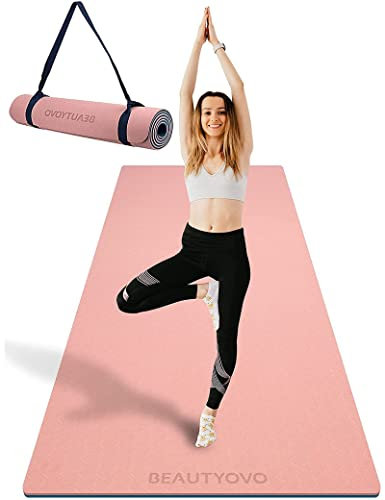 BEAUTYOVO Yoga Matte Breiter 81cm, Yogamatte Rutschfest Breit, 8mm Dicke Sportmatte Fitnessmatte Rutschfest, TPE Gymnastikmatte für Zuhause und Draußen, Trainingsmatte Groß für Yoga Pilates Workout
