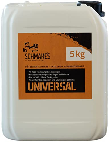 SCHMAKE'S Universal Estrichbeschleuniger 5 kg für ca. 25 m² Zement-Estrich, Zusatzmittel Estrich, Plastifizierer, Schnellbinder, Trocknungsbeschleuniger, Heizestrich, Beton-Estrich, IBF-Zertifiziert