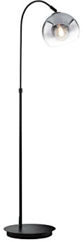 meineWunschleuchte Bogenlampe Schwarz mit Rauchglas & Deko LED - höhenverstellbar 105-140cm