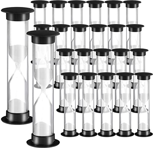 Geelin 24 Pcs 30s Sand Timer Kids for Classroom Acrylic Covered Hourglass Clock Toothbrush Sand Timer for School