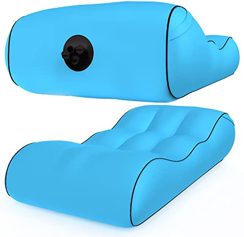 Luftsofa für Outdoor, Kissenentwurf Wasserdichtes Aufblasbares Sofa Air Lounger für Camping Stuhl, Park, Strand, Hinterhof,Sky Blue,180 * 83 * 45cm