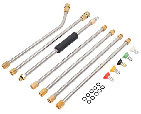 Leapiture Baguette d'extension pour Nettoyeur Haute Pression, Lance de Nettoyeur Haute Pression 4000PSI Outil de Nettoyage de gouttière avec 5 Embouts de buse pour Voiture