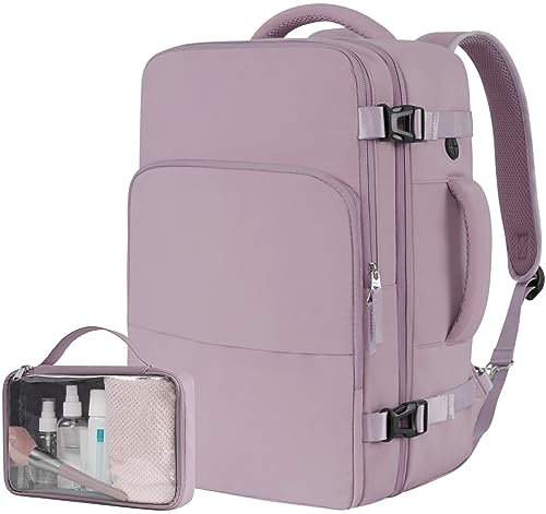 Beraliy reseryggsäck för män kvinnor flygbolag godkänd handbagage ryggsäck, 16 tums bärbar dator ryggsäck, Ljuslila, Medium, Modern