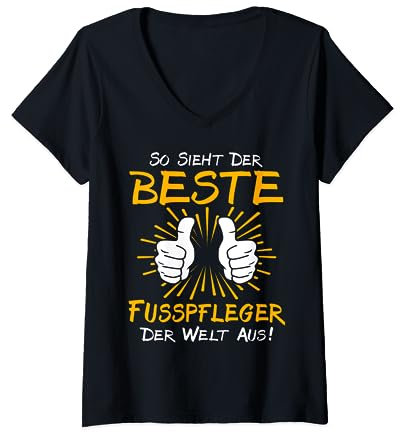 Lustiger Spruch Beruf Fusspfleger T-Shirt mit V-Ausschnitt