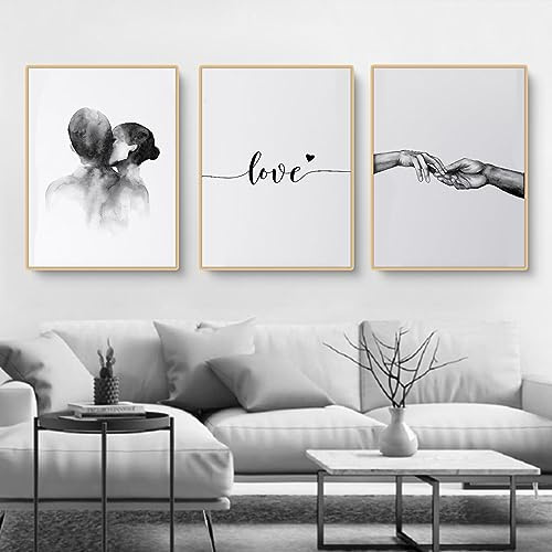 EXQUILEG Premium Poster Set, 3er Bilder Set, Love, Stilvolle Home Deko Für Schlafzimmer Und Wohnzimmer | Einfach Moderne Kunst | Gemaltes Bild, Ohne Bilderrahmen (30 * 40cm)