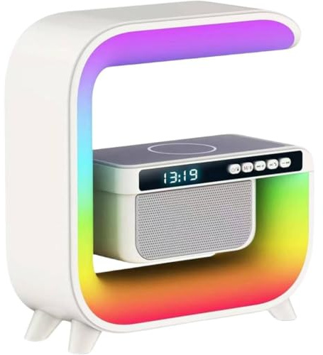 OISE ART STORE Trade Shop - Lampada LED RGB con Ricarica Wir Induzione Speacker Cassa A Forma di G Quadrata