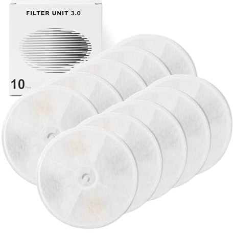 10 Stück Katzenbrunnen Filter, Filter unit 3.0 Harz und Aktivkohle Katzen Hunde Trinkbrunnen kompatibel mit 1,85L und 2L/1.8L Automatische intelligenter Katzenbrunnen