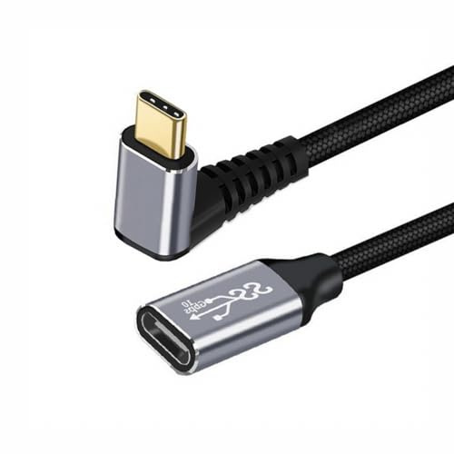 CY Cable Up Down Angled USB-C USB 3.1 Type C Male to Female Extension Data Cable 10Gbps 100W Sleeve Compatible with iPhone 15 Laptop (200cm)