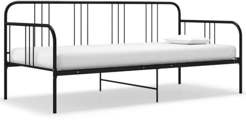 ZQQLVOO Bettgestell Familienbett Palettenbett Schlafsofa Bettgestell Schwarz Metall 90x200 cm Geeignet für Familienzimmer