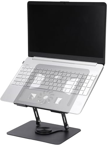 Bonito soporte para ordenador portátil con base giratoria de 360° – Soporte plegable para ordenador portátil de refrigeración con – Enfriador ergonómico PC portátil de 11 a 17,3 pulgadas