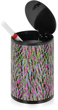 Wudan Aschenbecher mit abstraktem Leopardenmuster, rauchfrei, für den Außenbereich, mit Deckel, Edelstahl, tragbar, Autozubehör, Aschenbecher mit Deckel, für Camping, Terrasse, Büro, E07S23019