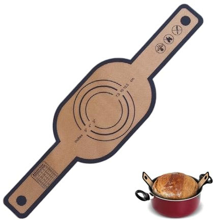 RZXBB Silikon Backmatte Für Dutch Oven - Silikon Brotschlinge Teigtropfen Backmatte Mit Langen Griffen - Wiederverwendbare Teigunterlage Brot Backen Zubehör Für Teig, Macarons, Kekse (Grau Oval)