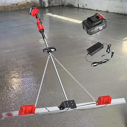 WDDEYYDS Kit Vibrant de Ciment Lisse, Chape en béton électrique, règle de nivellement de Finition avec 1 Batterie, Double Moteur