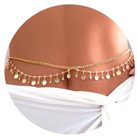 TINGN 1-3 Stück Bauchkette Gold Damen - 18K Gold Vergoldet Layered Taillen Kette Boho Body Chain Geschichtete Bauchkette Verstellbare Sexy Bikini Taillenkette Sommer Taillenschmuck für Frauen Mädchen