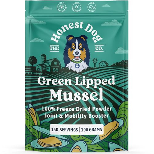 Honest Dog Co. Green Lipped Mussel Powder For Dogs (100 Grams - 150 Servings) Mobility and Flexibility - Hip and Joint Support