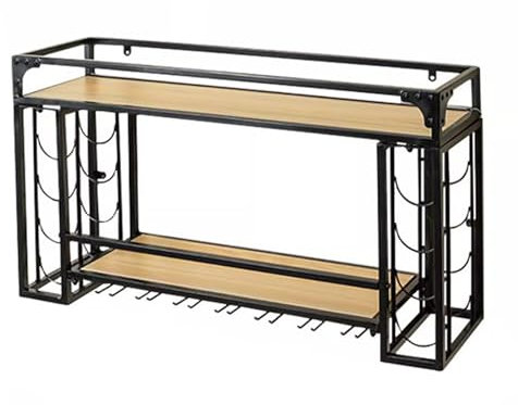 zxhrybh Industrielles Wand-Barschrank, Metall-Weinregal mit Stielglasregal, 2-Stufiges Multifunktionales Spirituosenflaschen-Weinschrank, für Zuhause, Bar, Esszimmer, Küche (Size : 31.4in/80cm)