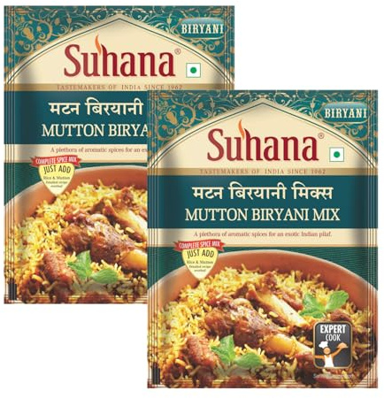 Suhana Spices Mix Powder (Ready To Eat) - Curry Masala Recipe Mixes Casserole Seasoning Herbs - Simplifies & Speeds Up Cooking Process (Pack of 2, Mutton Biryani Mix 50g (RTE))