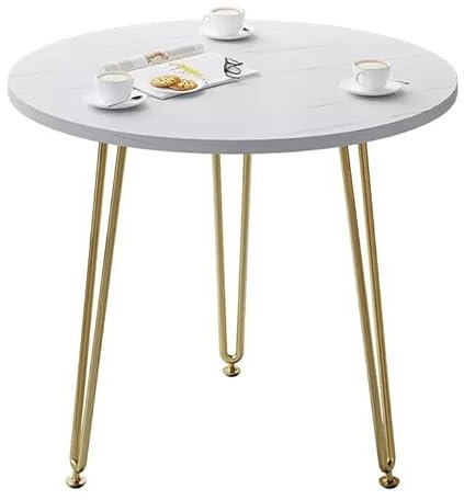 Moderner Runder Beistelltisch Mit Platte In Marmoroptik Und Goldenen Metallbeinen, for Wohnzimmer, Schlafzimmer, Kleine Räume, Esstisch, Couchtisch, Dreiecksstabilität(80cm)